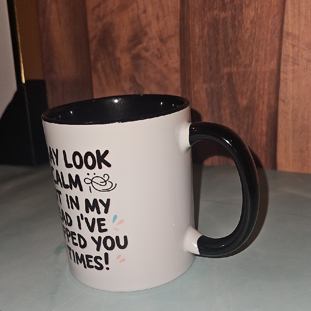 White and Black Ceramic Mug with Humorous Quote - Picture 3 of 5
